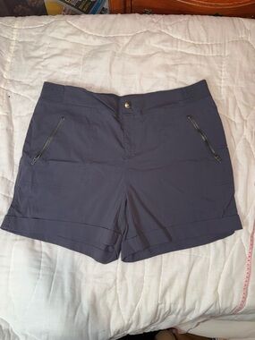 Tangerine Slate Blue Women's Bermuda Shorts with Zip Pockets